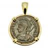 Roman Empire AD 332-333 Constantinopolis Coin in gold pendant