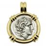 305-287 BC Alexander the Great drachm in gold pendant