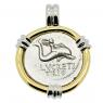 Roman 74 BC Genius riding Dolphin coin in gold pendant