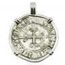 1417-1422 King Charles VI coin in white gold pendant