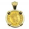 Spanish 1/2 Escudo dated 1744, in 14k gold pendant