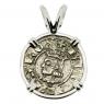 Spain 1291-1327, King James II coin in white gold pendant