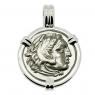 Alexander the Great drachm in 14k white gold pendant