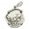 1657 Spanish Peru Philip IV one real in white gold pendant