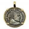 Constantine the Great follis in gold pendant