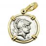 Roman 76 BC, Mars coin in gold pendant