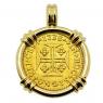 1738 Portuguese 1000 Reis in gold pendant