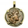 Akragas 287-279 BC, Zeus bronze coin in gold pendant