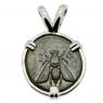 350-300 BC Bee bronze coin in white gold pendant
