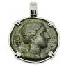 Syracuse 317-289 BC Artemis coin in white gold pendant