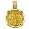 Jesus Christ ducat in 18k gold pendant with diamonds