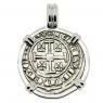 1324-1340 Cyprus Crusader coin in 14k white gold pendant