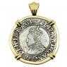 1595-1598 Elizabeth I shilling in gold pendant