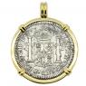 Spanish El Cazador 2 reales in gold pendant