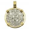 El Cazador Pillar 1 real coin in gold pendant