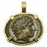 359-336 BC Philip II Apollo coin in gold pendant