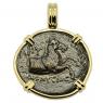 300-250 BC Horse bronze coin in gold pendant