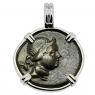 125-100 BC Nike bronze coin in white gold pendant