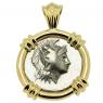 272-240 BC Athena drachm coin in gold pendant