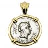 83 BC Venus denarius in gold pendant
