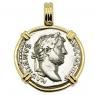 AD 134-138, Hadrian denarius coin in gold pendant