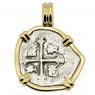 1700-1723 Spanish 1 real coin in gold pendant