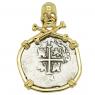 1694 Spanish 1 Real coin in gold pirate pendant