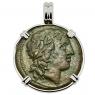 Syracuse 287-278 BC Apollo coin in white gold pendant