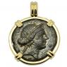 Goddess of Love Aphrodite coin in gold pendant