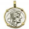 128 BC Roma denarius coin in gold pendant