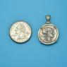Pendant size next to a Quarter