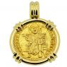 Byzantine Jesus Christ Solidus in 18k gold pendant