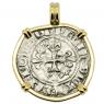 1380-1422 King Charles VI coin in gold pendant