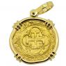 1516-1556, Johanna and Charles escudo in 18k gold pendant