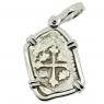 1700-1723 Spanish 1 real coin in white gold pendant