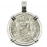 El Cazador Pillar 1 real coin in white gold pendant