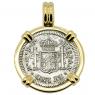 1783 El Cazador Shipwreck coin in gold pendant