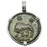 AD 330-336 She-Wolf Suckling Twins coin in white gold pendant