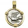 330-280 BC Dove triobol coin in gold pendant