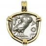 454-404 BC Owl tetradrachm coin in gold pendant