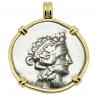 148-90 BC Dionysus tetradrachm coin in gold pendant