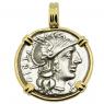 136 BC Roma denarius coin in gold pendant