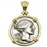 108-107 BC Victory denarius in gold pendant