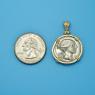 Pendant size next to a Quarter