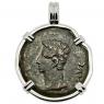 Emperor Caesar Augustus coin in white gold pendant