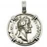 AD 156-157 Antoninus Pius denarius in white gold pendant