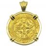 Louis XI Ecu d�or a la Couronne in 18k gold pendant