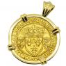 French 1461-1483 Louis XI Coin in 18k gold pendant