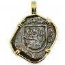 Spanish 8 maravedis dated 1625 in gold pendant