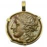 287-278 BC Zeus bronze coin in gold pendant